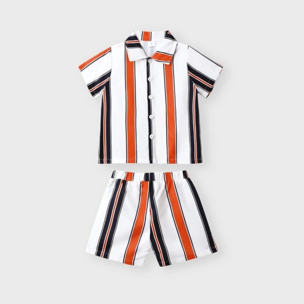 Toddler Boy 2pcs Bohemia Stripe Shirt & Shorts